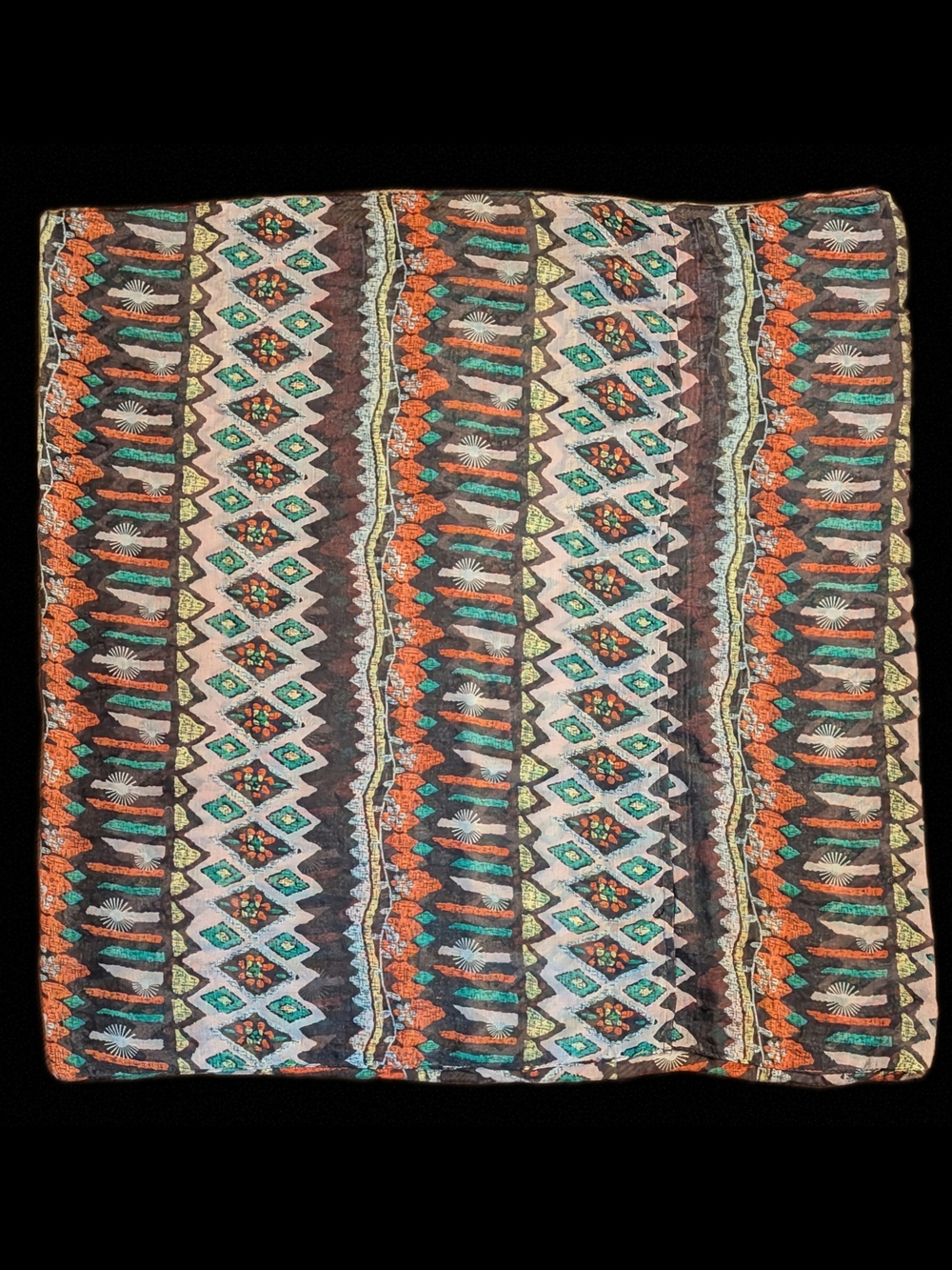 Vintage Southwest Print Loop Scarf Terracotta Green Gauzy Fall Transition